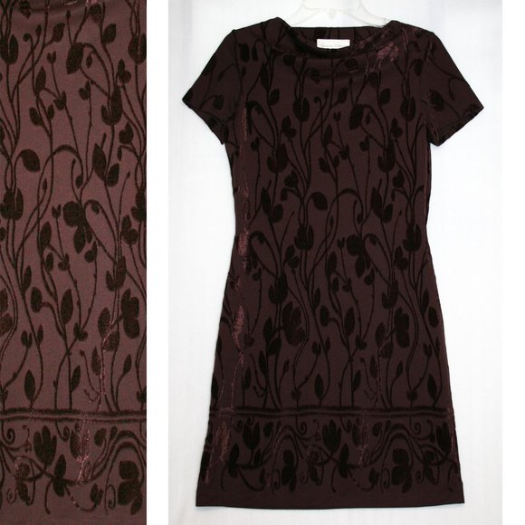 Casual Corner Dresses & Skirts - NWT Wine / Burgundy Velvet Polyester Burnout Dress